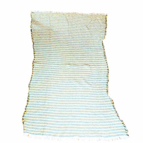 INUP Home Fine Linens Green & Yellow Cotton Waffle Weave Fringed Throw 51"X67" - Picture 3 of 7